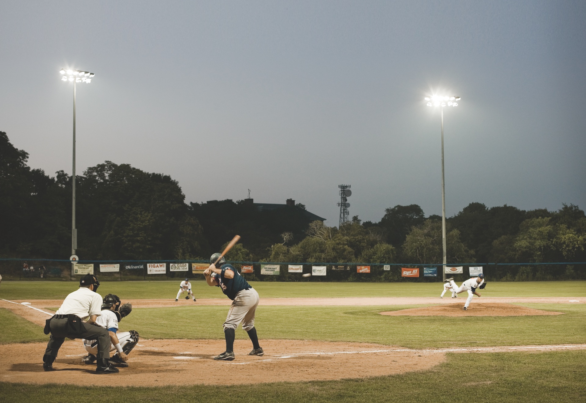 img Cape Cod Baseball League nighttime game in progress